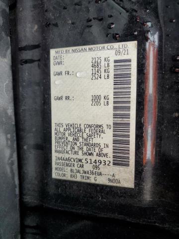 2021 NISSAN MAXIMA SV 1N4AA6CV1MC514932