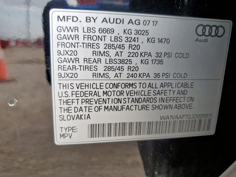 2018 AUDI Q7 PRESTIG WA1VAAF72JD005511