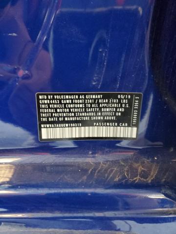2019 VOLKSWAGEN GOLF R WVWVA7AU8KW190319