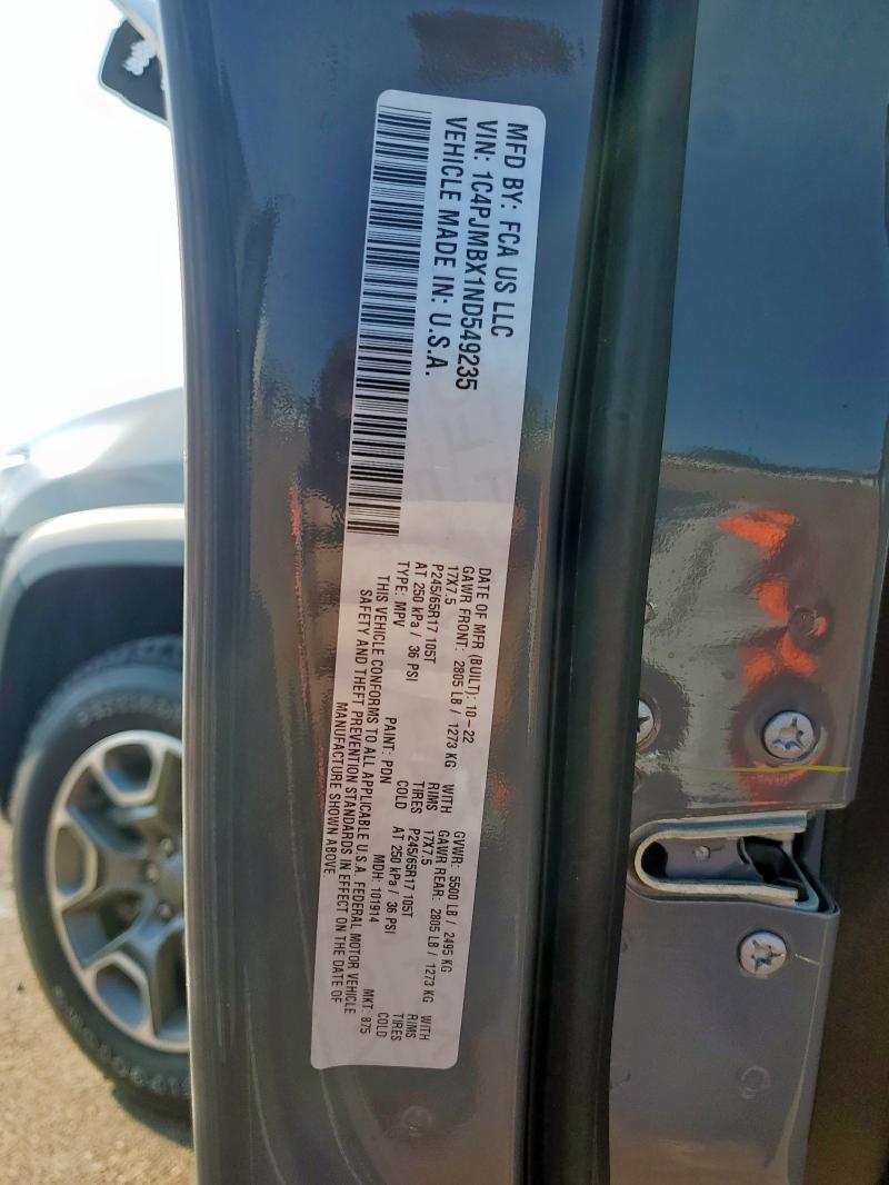 2022 JEEP CHEROKEE T 1C4PJMBX1ND549235