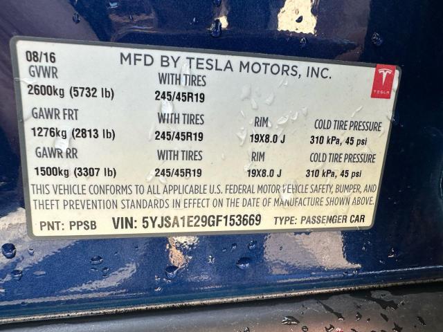 2016 TESLA MODEL S 5YJSA1E29GF153669