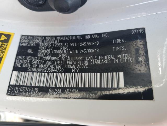 2018 TOYOTA HIGHLANDER 5TDBZRFH2JS844720