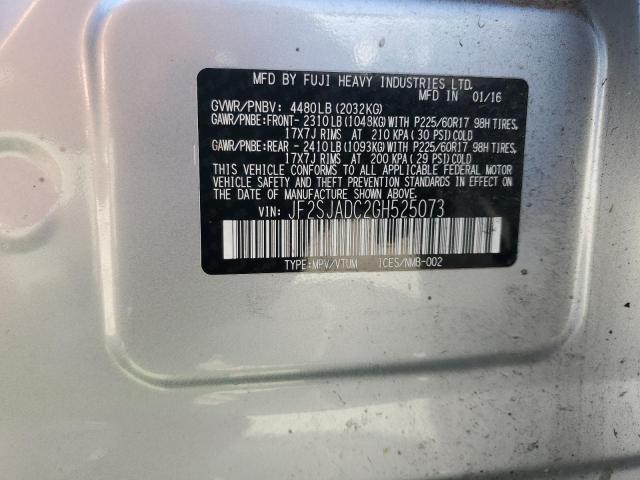2016 SUBARU FORESTER 2 - JF2SJADC2GH525073