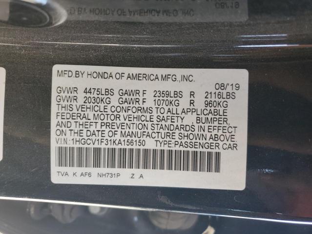 2019 HONDA ACCORD SPORT - 1HGCV1F31KA156150