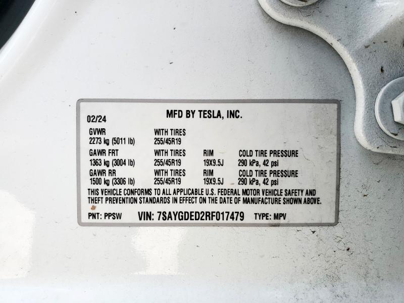 2024 TESLA MODEL Y 7SAYGDED2RF017479