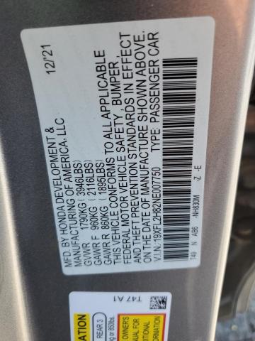 2022 HONDA CIVIC SPORT 19XFL2H82NE007750
