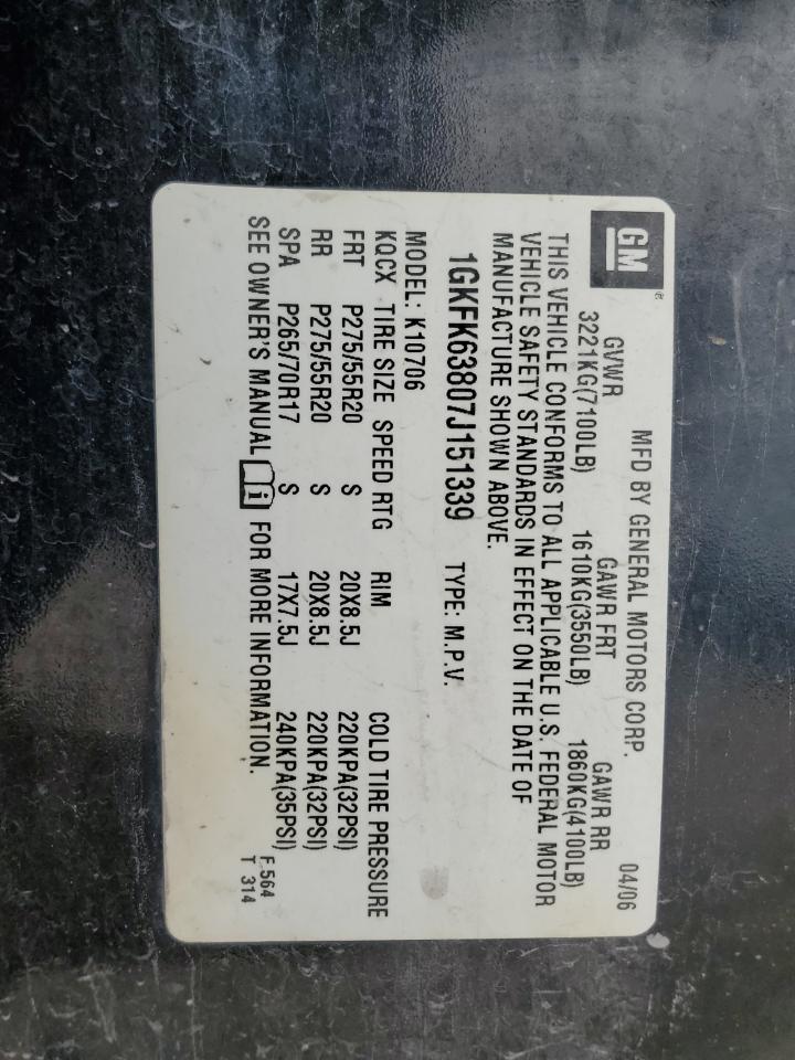 Lot #3260521276 2007 GMC YUKON DENA