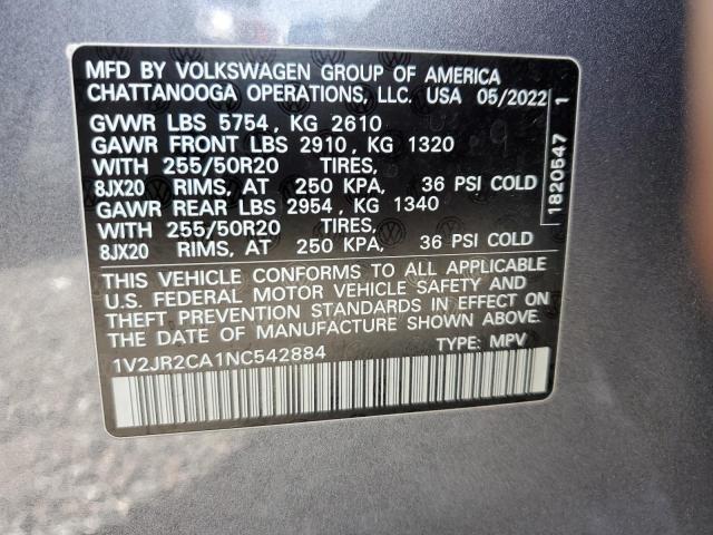 2022 VOLKSWAGEN ATLAS SE 1V2JR2CA1NC542884