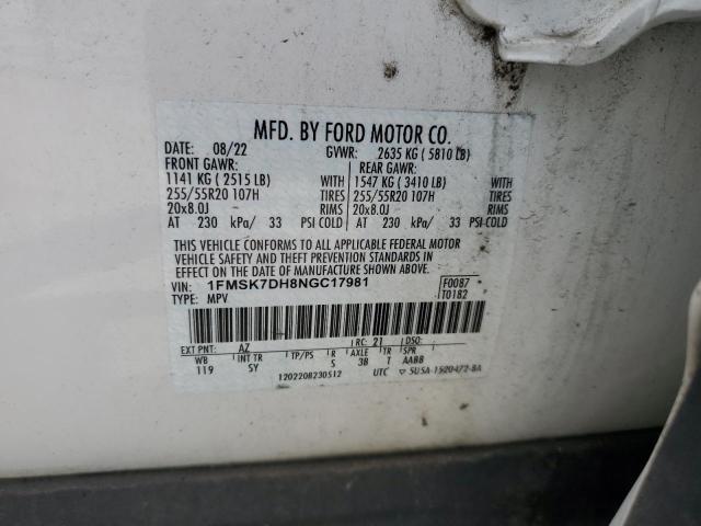 2022 FORD EXPLORER X 1FMSK7DH8NGC17981
