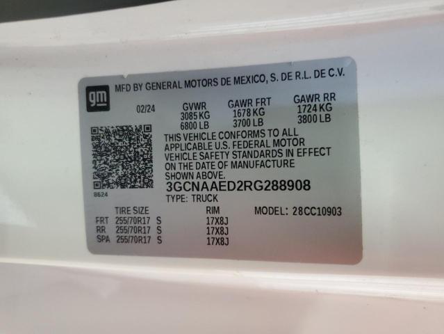 2024 CHEVROLET SILVERADO 3GCNAAED2RG288908