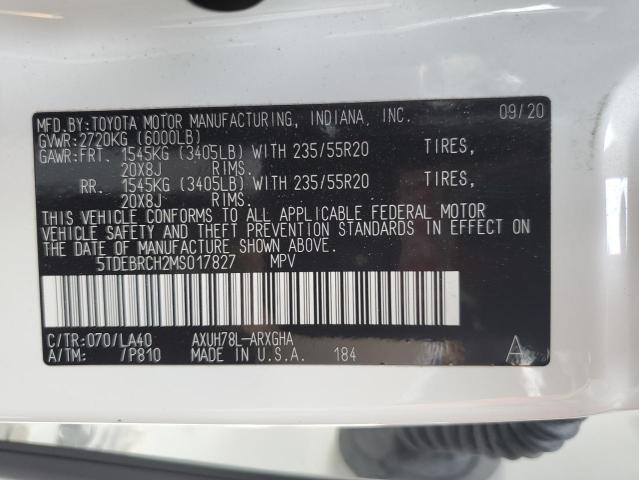 2021 TOYOTA HIGHLANDER HYBRID PLATINUM 5TDEBRCH2MS017827