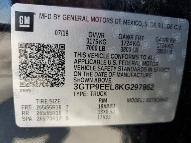 2019 GMC SIERRA K15 3GTP9EEL8KG297862