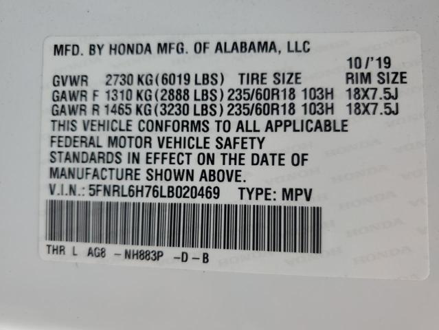 2020 HONDA ODYSSEY EXL 5FNRL6H76LB020469