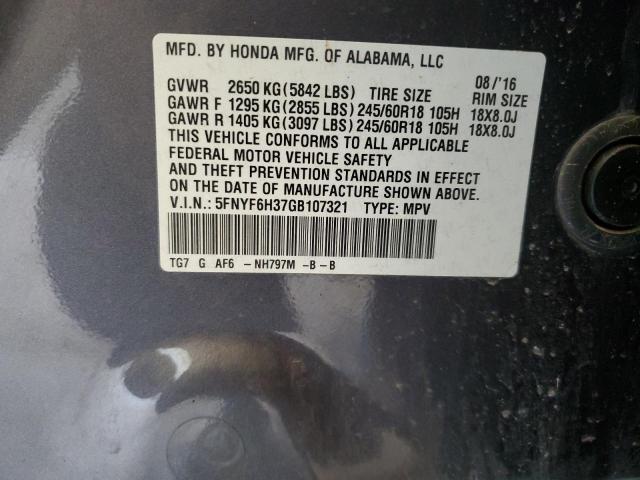 2016 HONDA PILOT EX 5FNYF6H37GB107321