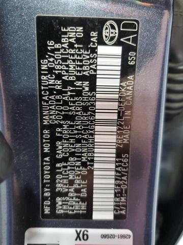 2016 TOYOTA COROLLA L 2T1BURHEXGC670365