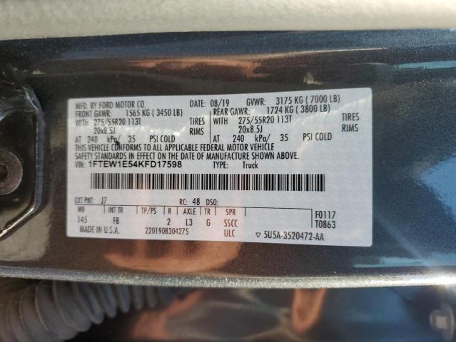 2019 FORD F150 SUPERCREW 1FTEW1E54KFD17598