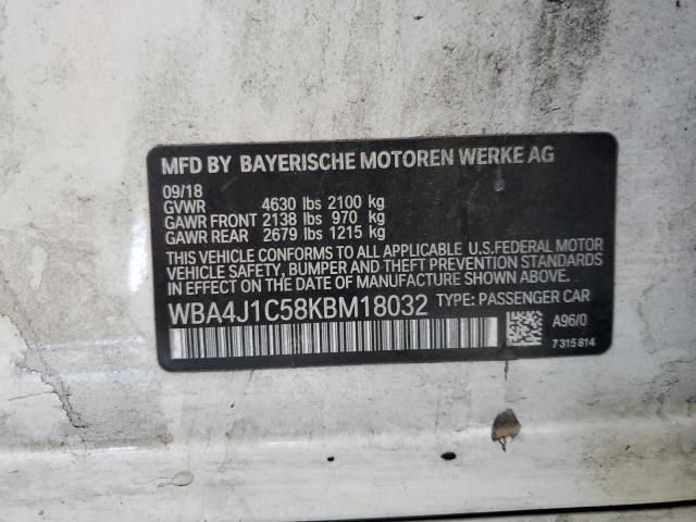 2019 BMW 430I GRAN WBA4J1C58KBM18032