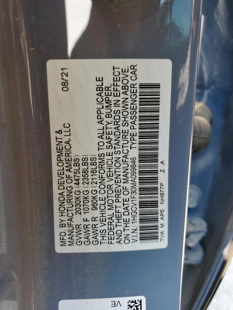 2021 HONDA ACCORD SPO 1HGCV1F30MA099846