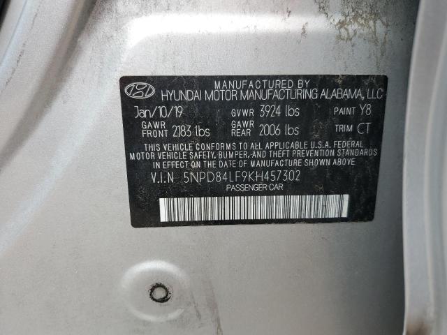 2019 HYUNDAI ELANTRA SEL 5NPD84LF9KH457302