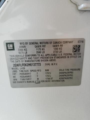 2017 CHEVROLET EQUINOX LT 2GNFLFEK2H6137773
