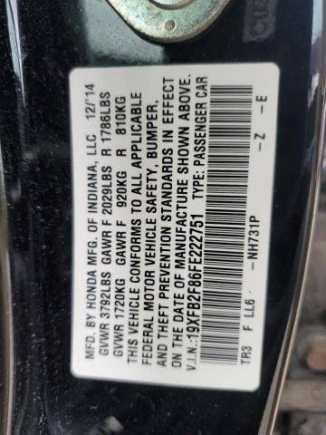 2015 HONDA CIVIC EX 19XFB2F86FE222751