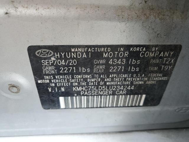 2020 HYUNDAI IONIQ SEL KMHC75LD5LU234244