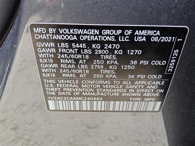 2021 VOLKSWAGEN ATLAS CROS 1V2AC2CAXMC240493