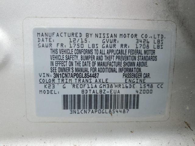 2016 NISSAN VERSA S - 3N1CN7AP0GL854487