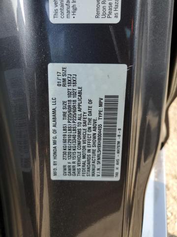 2017 HONDA ODYSSEY TO 5FNRL5H9XHB004455