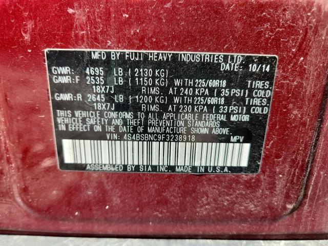 2015 SUBARU OUTBACK 2. 4S4BSBNC9F3238918