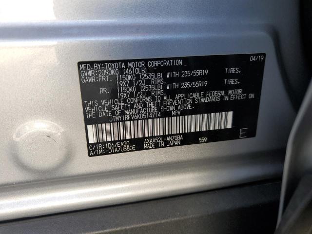 2019 TOYOTA RAV4 LIMITED JTMY1RFV6KD514714