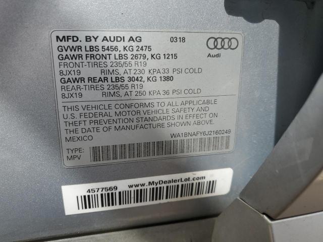 2018 AUDI Q5 PREMIUM WA1BNAFY6J2160249