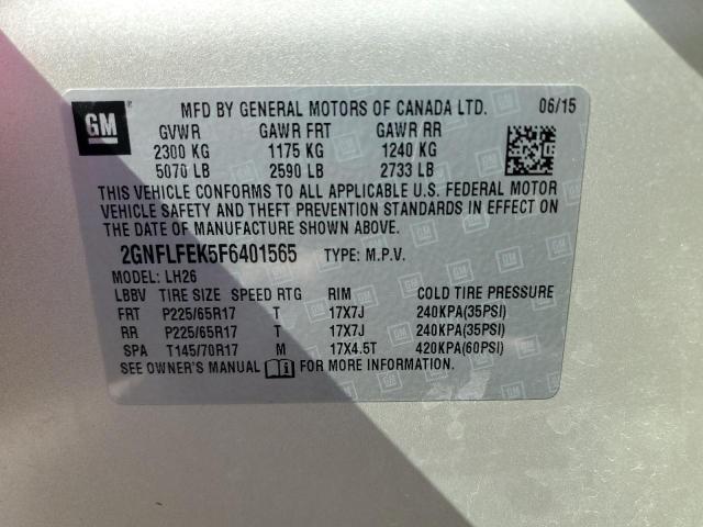 2015 CHEVROLET EQUINOX LT 2GNFLFEK5F6401565
