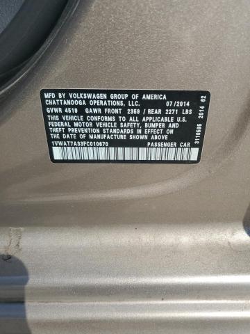 2015 VOLKSWAGEN PASSAT S 1VWAT7A33FC010670