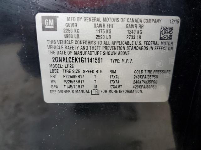 2016 CHEVROLET EQUINOX LT 2GNALCEK1G1141561