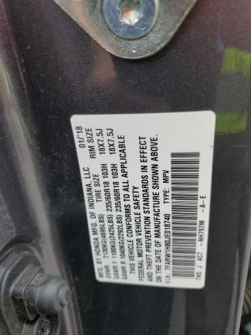 2018 HONDA CR-V EXL 7FARW1H80JE018740