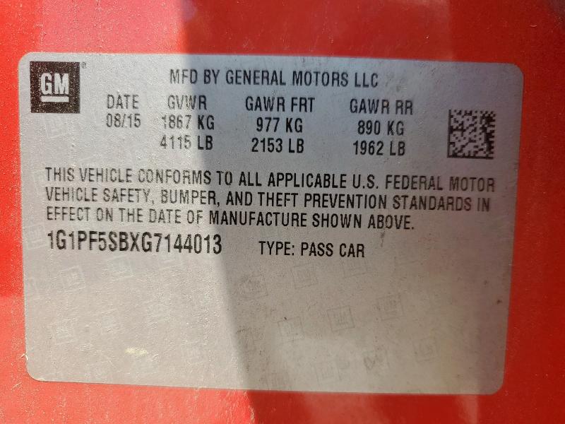 2016 CHEVROLET CRUZE LIMI - 1G1PF5SBXG7144013