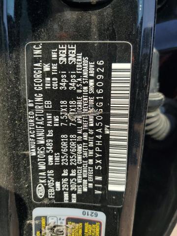 2016 KIA SORENTO EX 5XYPH4A50GG160926