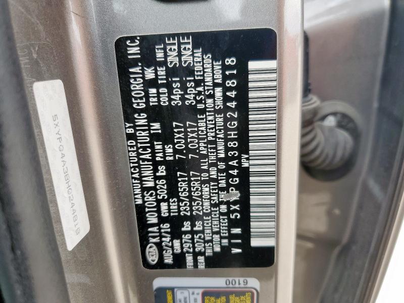 2017 KIA SORENTO LX - 5XYPG4A38HG244818