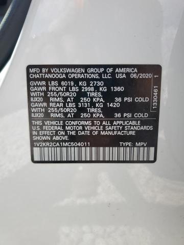 2021 VOLKSWAGEN ATLAS SE 1V2KR2CA1MC504011