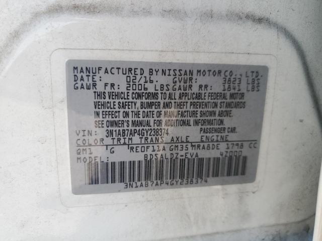 2016 NISSAN SENTRA S 3N1AB7AP4GY238374