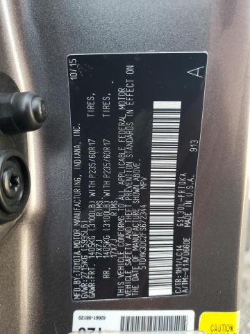 2015 TOYOTA SIENNA XLE 5TDYK3DC2FS672344