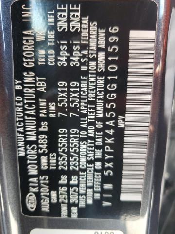 2016 KIA SORENTO SX 5XYPK4A55GG101596