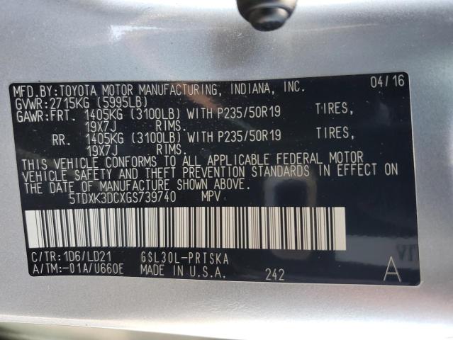 2016 TOYOTA SIENNA SE 5TDXK3DCXGS739740