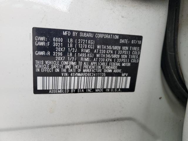 2019 SUBARU ASCENT TOURING 4S4WMARD6K3411135