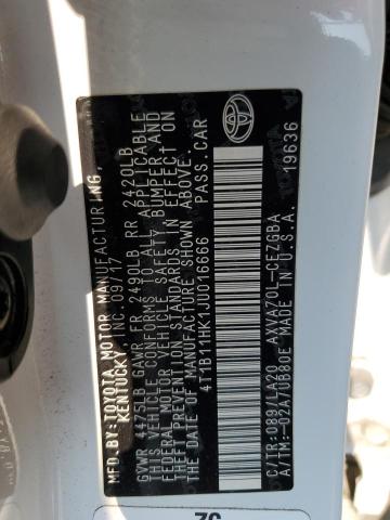 2018 TOYOTA CAMRY L 4T1B11HK1JU016666