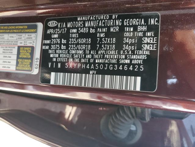 2018 KIA SORENTO EX 5XYPH4A50JG346425