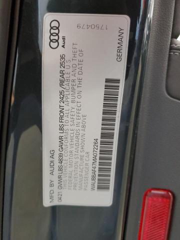 2021 AUDI A4 PREMIUM WAUBBAF47MA072264