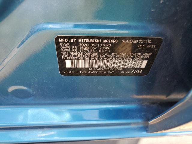 2022 MITSUBISHI MIRAGE ES ML32AUHJ3NH003108
