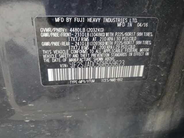 2016 SUBARU FORESTER 2 JF2SJADC5GH559623